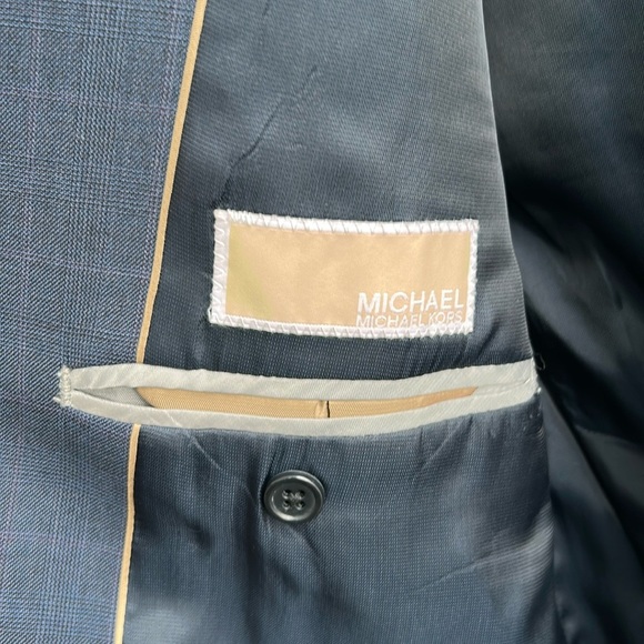 Michael Kors Wool Single Breast Two Button Blue Blazer Light Plaid Men size 44R - Picture 8 of 14